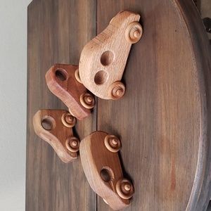 Wooden Handmade Toy Cars, lot of 4